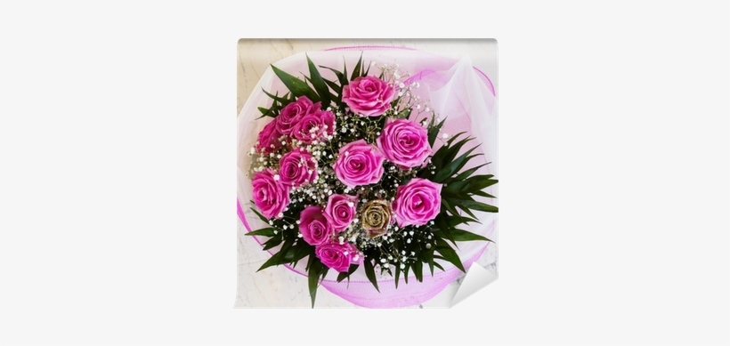 Vibrant Pink Roses Flower Bouquet, Closeup Wall Mural - Róże Bukiety Kwiatów, transparent png #2580525