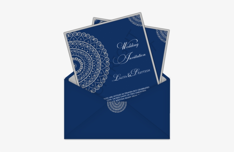 Blue And Silver Arabic Inspired Design Email Wedding - Simple Wedding Card Designs, transparent png #2581600