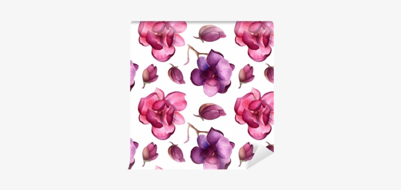 Magnolia Or Tulip Tree Flowers Pattern, Beautiful Watercolor - Watercolor Painting, transparent png #2582181