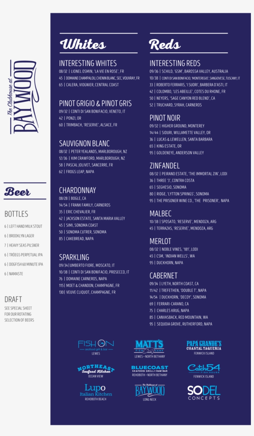 Clubhouse At Baywood Wine List Fall 2018 01 - Wine, transparent png #2583479