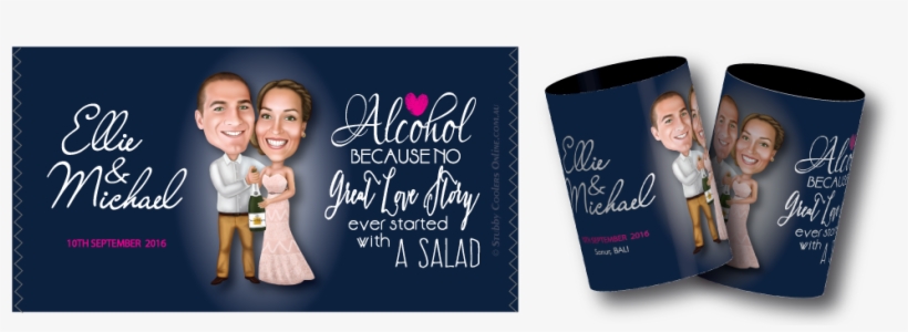 A Wedding Caricature Stubby Holder Design - Wedding, transparent png #2585140