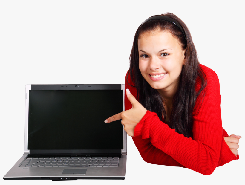 Young Girl With Laptop Transparent Png Image - Girl With Laptop Png, transparent png #2585232
