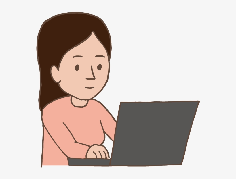 Young Lady Using Laptop - Illustration, transparent png #2585542