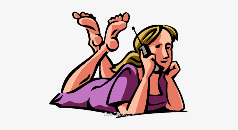Girl Talking On A Cell Phone Royalty Free Vector Clip - Parts Of The House Exercises, transparent png #2585703