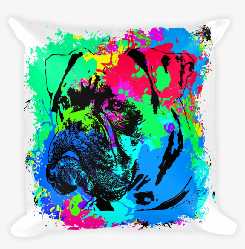 Boxer Colorful Splash Paint Decorative Pillow - Painting, transparent png #2587727