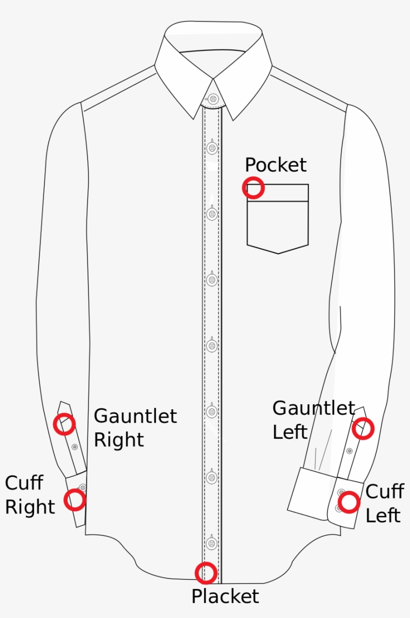 Dress Shirt Monogram Locations - Dress Shirt Monogram Location, transparent png #2589459