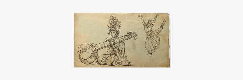 Poster Bellezza Indiano Suonare La Tanpura E L'altra - Sketches Of Indian Culture, transparent png #2589837