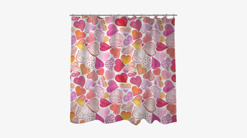Seamless Pattern With Watercolor Heart - Curtain, transparent png #2590526