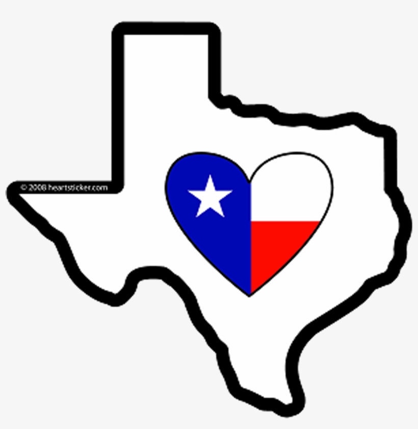 Heart In Texas Sticker - State Of Texas With Heart, transparent png #2590776