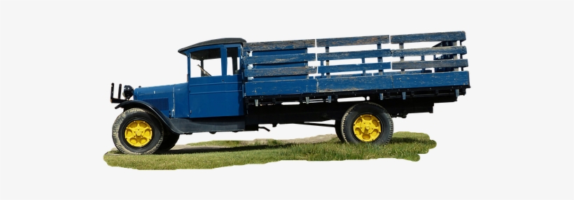 Truck, American, Former, Old, Blue - Truck, transparent png #2593019