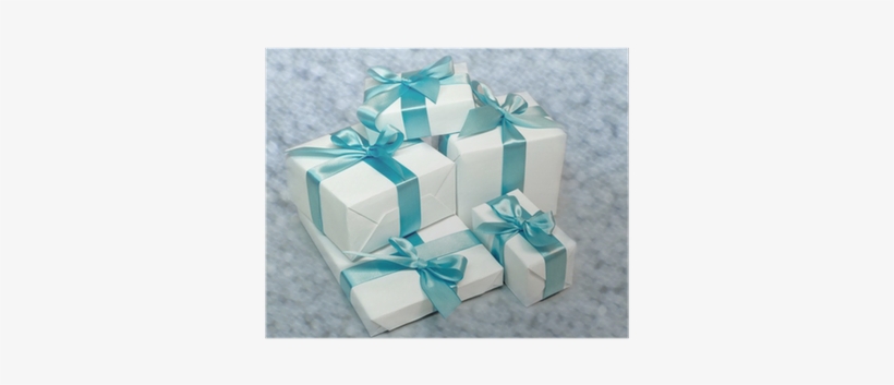 Cute White Gift Boxes With Blue Ribbon Poster • Pixers® - Ribbon, transparent png #2595655