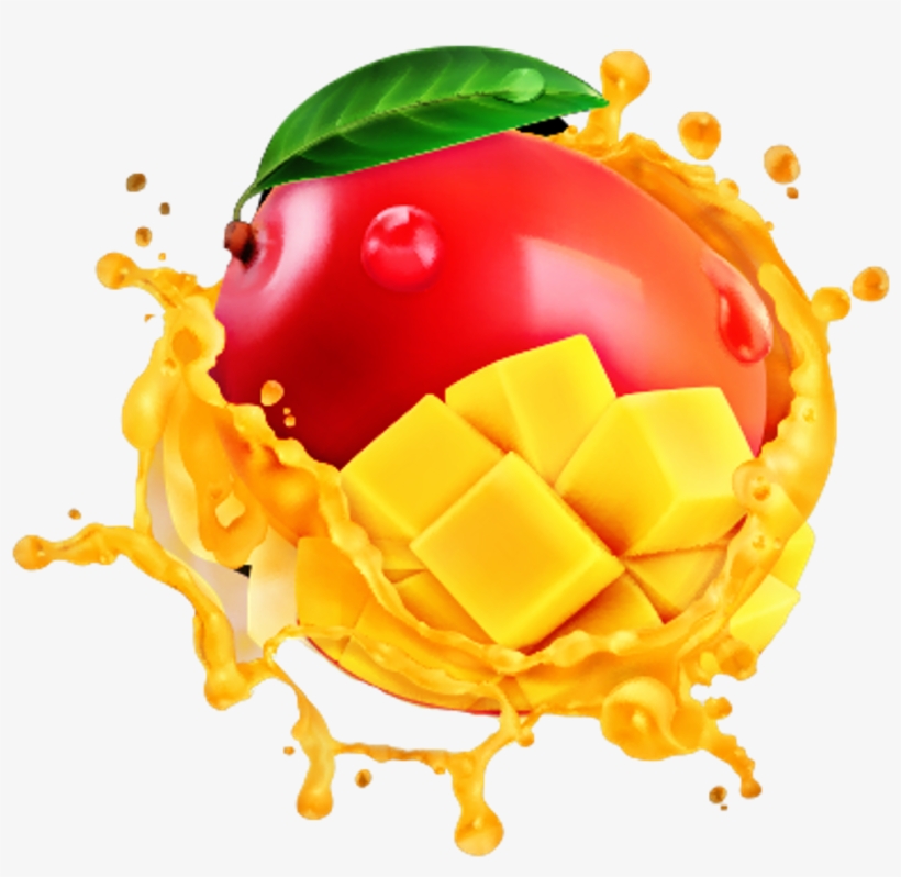 Scmango Mango Fruit Splash Yellow Food Ftestickers - Mango Juice Splash Png, transparent png #2596877