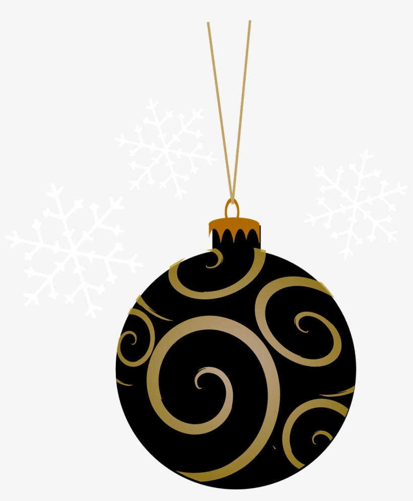 Black And Gold Christmas Baubles, transparent png #2597435