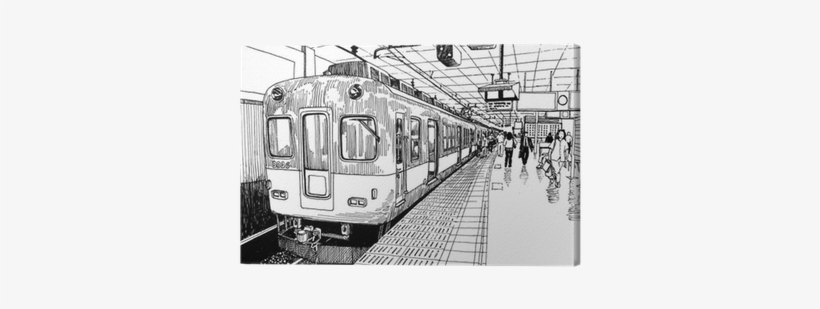 Graphic Royalty Free Library Japan Metro Train Station - Railway Station Drawing, transparent png #2598710