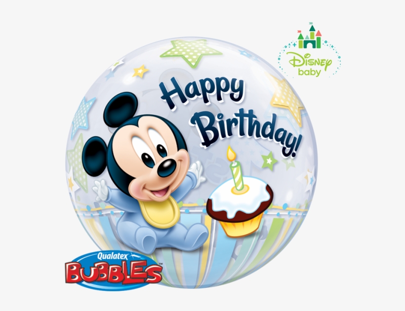 22" Mickey Mouse 1st Birthday Bubble Balloon - Baby Mickey Mouse 1st Birthday Balloons, transparent png #2599058