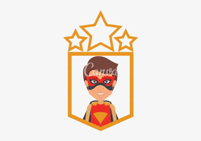 Superhero In Frame With Golden Stars - Triple Threat, transparent png #2599231
