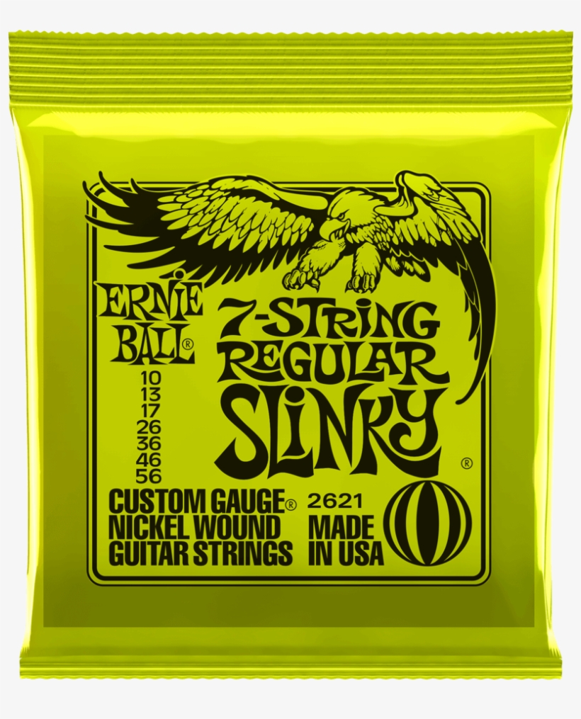 Regular Slinky 7 String Nickel Wound Electric Guitar - Ernie Ball 2621 7 String Regular Slinky, transparent png #260458