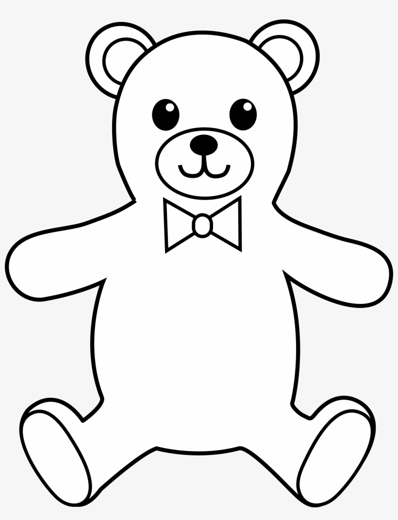 Bear Colorable Line Art Free Clip - Teddy Bear Drawing Outline, transparent png #260822
