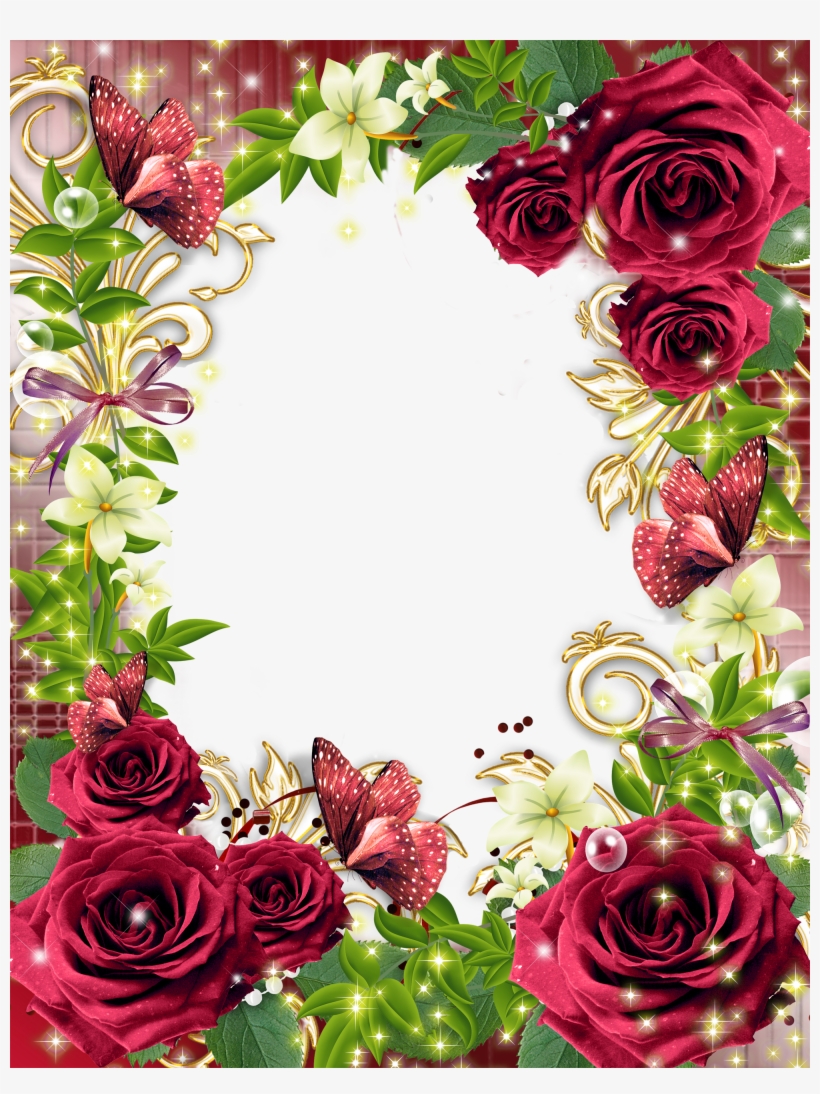 Ramen, Flower Frame, Frame With Flowers, Png Photo, - Roses Photo Frame, transparent png #261293