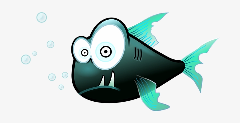 Fish Funny Cartoon Odd Surprised Eyes Swim - Piranha Clip Art, transparent png #262151