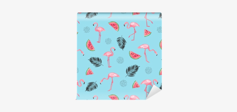 Seamless Tropical Trendy Pattern With Watercolor Flamingos, - Pattern Background Flamingo Tropical, transparent png #263017