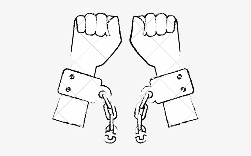 Drawn Chain Handcuffs - Slavery Chains Outline, transparent png #264171