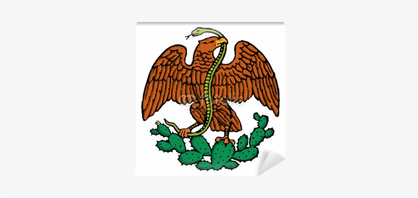 Color Eagle And Snake From Mexican Flag Wall Mural - Aztec Eagle On A Cactus, transparent png #264609