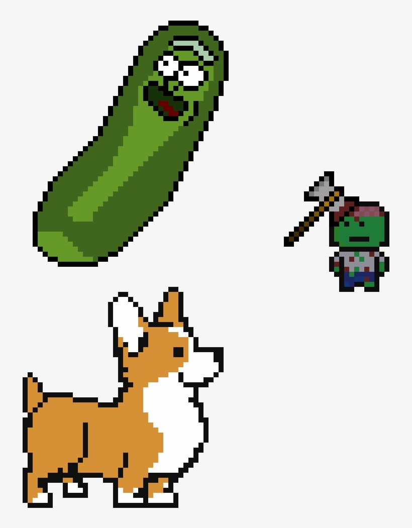 Pickle Rick,corgie,axe Head Zombie - Corgi Cross Stitch Pattern, transparent png #264718