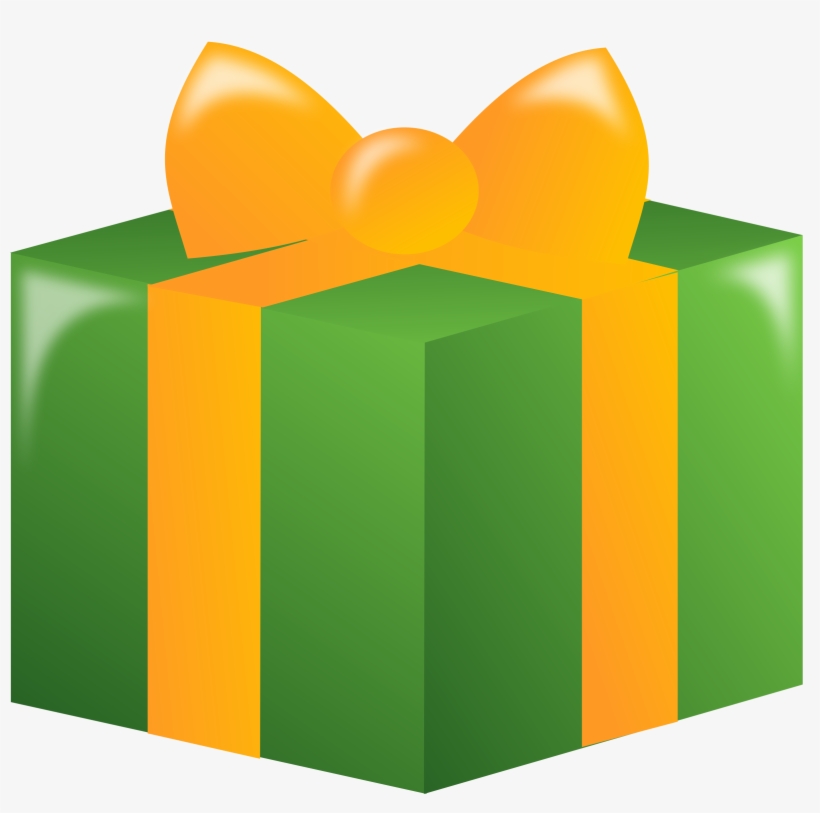With Green Wrapping And Gold Ribbon Clipart, transparent png #266038