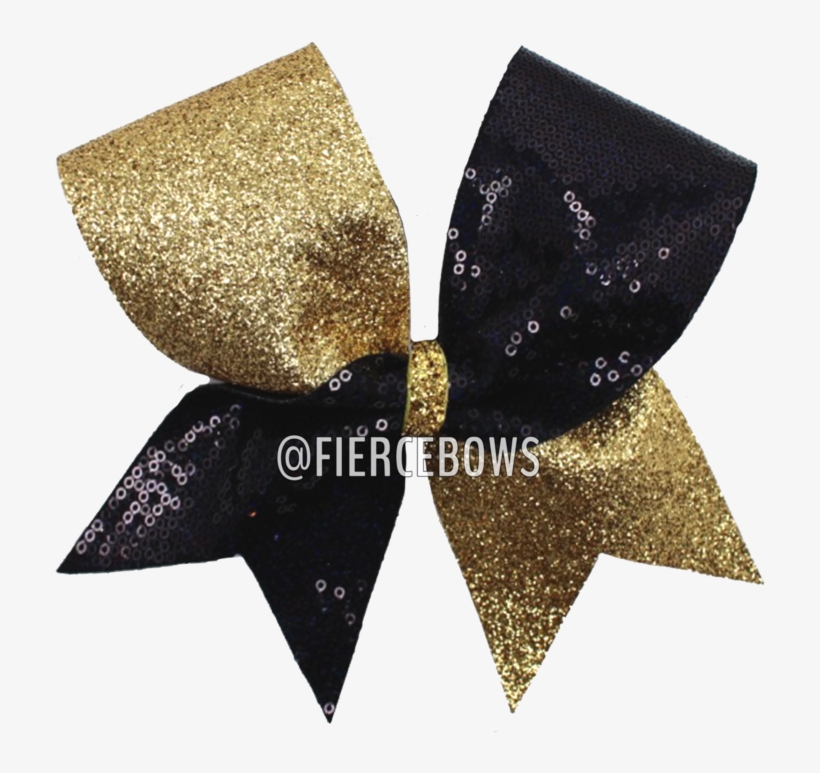 Black Sequin And Gold Glitter Bow - Sequin, transparent png #266563