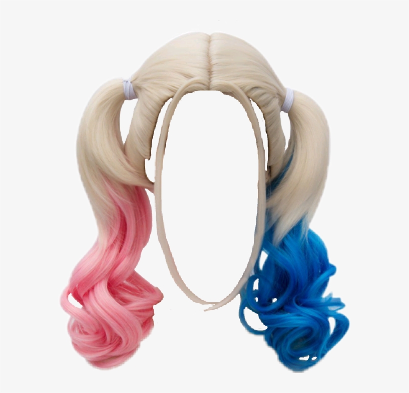 Piggytails Wig Harleyquinn Blonde Redandblue - Anogol Hair Cap+ Blue Mixed Pink Fancy Dress Harley, transparent png #268264