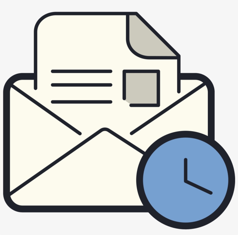 Open Envelope Clock Icon - Icon, transparent png #269328