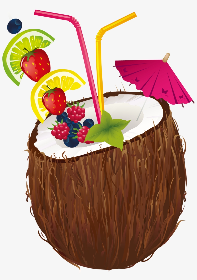 Picture Freeuse Library Cocktail Water Milk Clip Art - Coconut Drink Clip Art, transparent png #269796