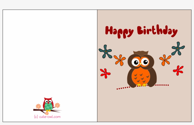 Free Printable Cute Owl Birthday Cards - Printable Owl Birthday Card, transparent png #2601589