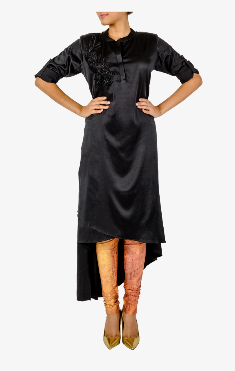Black Asymmetrical Kurta With Printed Tights By Archana - Little Black Dress, transparent png #2601594