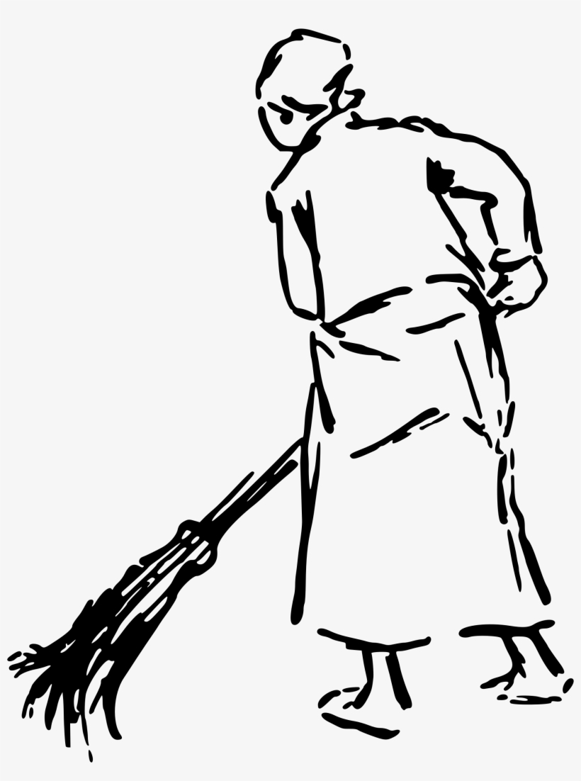 Cleaning Finger Clip Art - Drawing Of A Woman Sweeping, transparent png #2602590