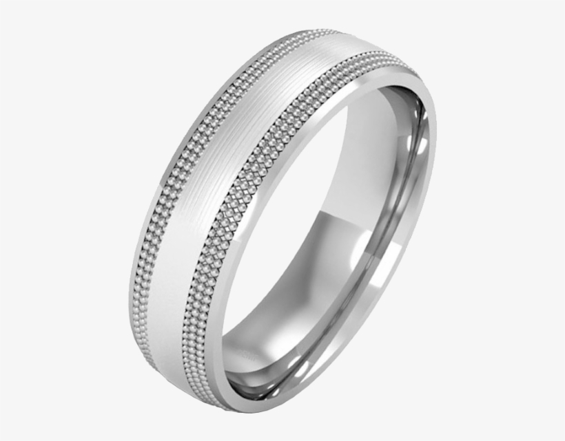 Plain Wedding Band For Women In 9ct White Gold, With - Mill-grained Mens Ring In 18ct White Gold, transparent png #2603433