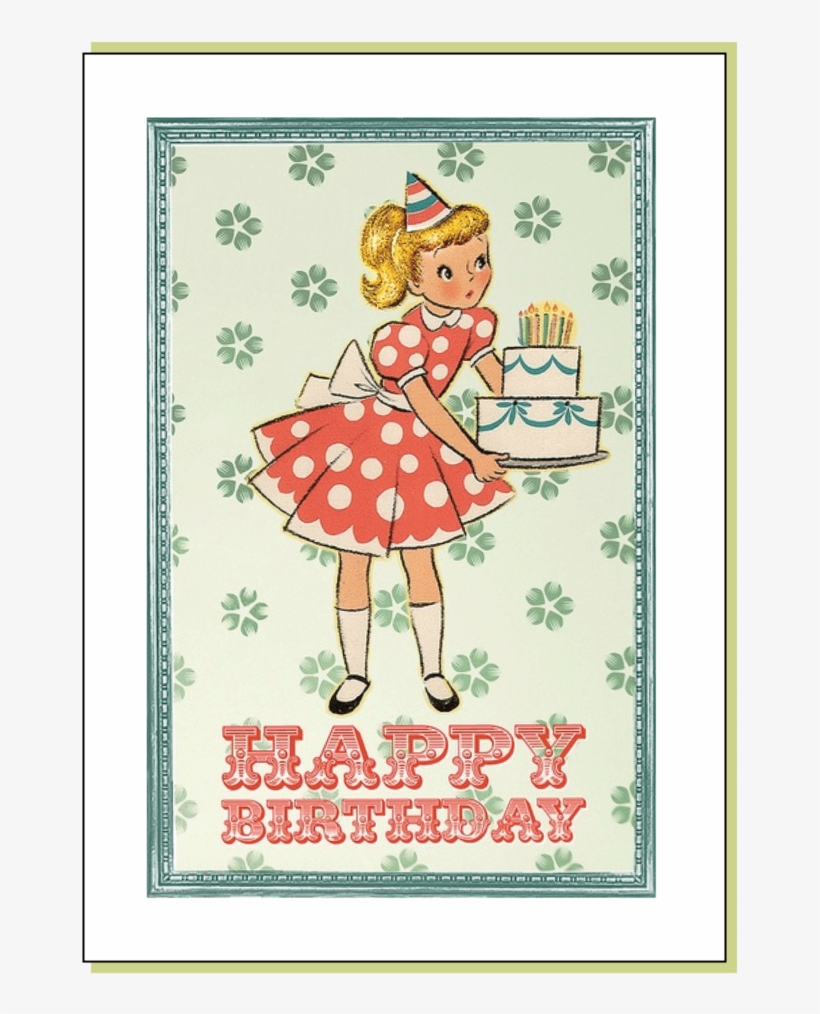 Vintage Birthday Girl Card, transparent png #2603970