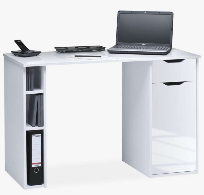 Maja Vegas Computer Desk In White And High Gloss White, transparent png #2605141