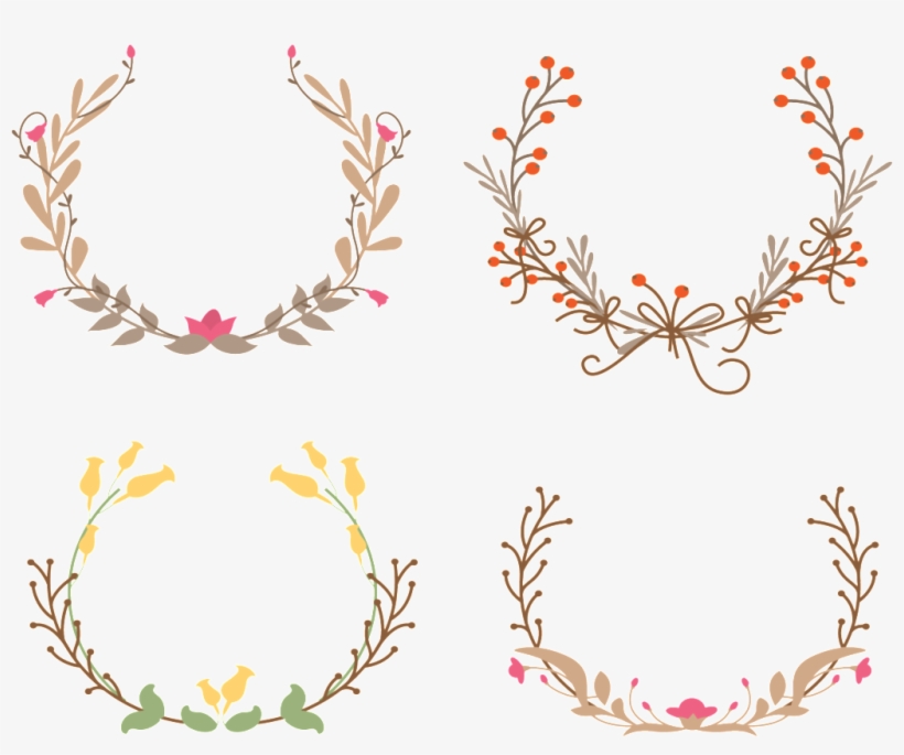 Fresh Literary And Artistic Colourful Flower Hand-painted - Wreath, transparent png #2606007