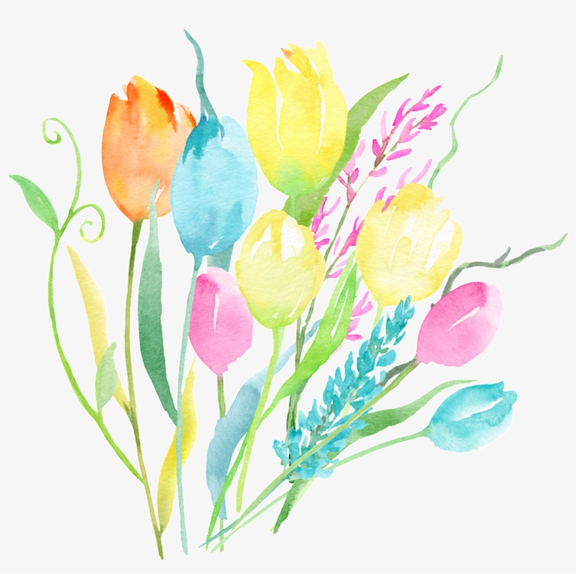 Colorful Flowers Hand Painted Transparent - Portable Network Graphics, transparent png #2606601