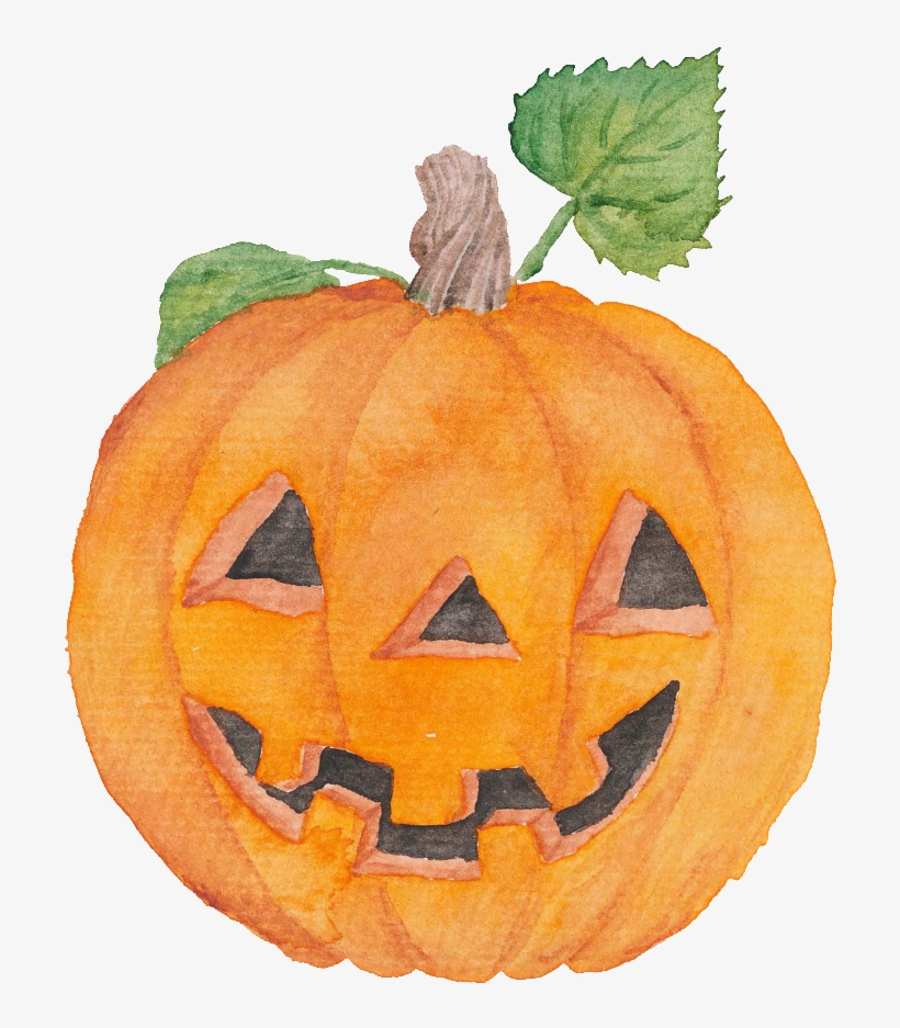 Orange Hand Painted Smiley Pumpkin Halloween Transparent - Pumpkin, transparent png #2606663