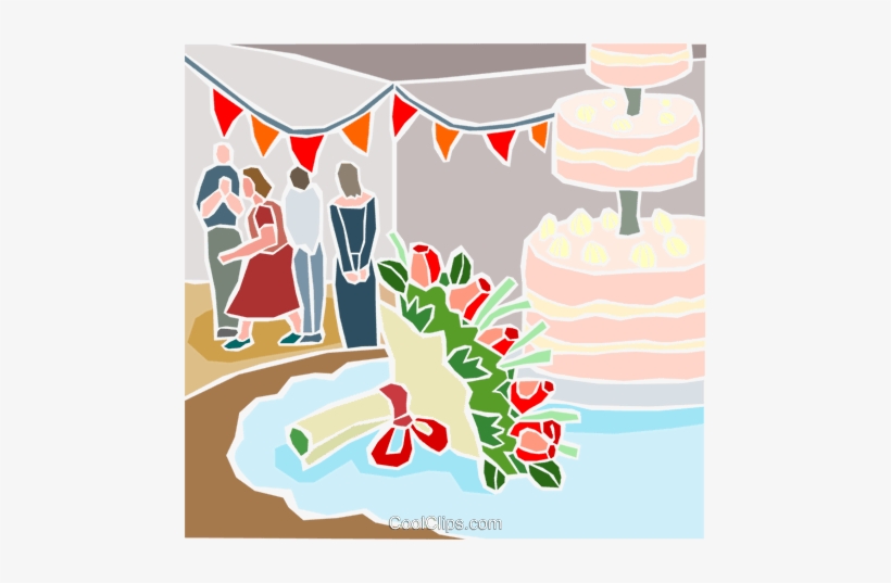 Wedding Reception And Wedding Cake Royalty Free Vector