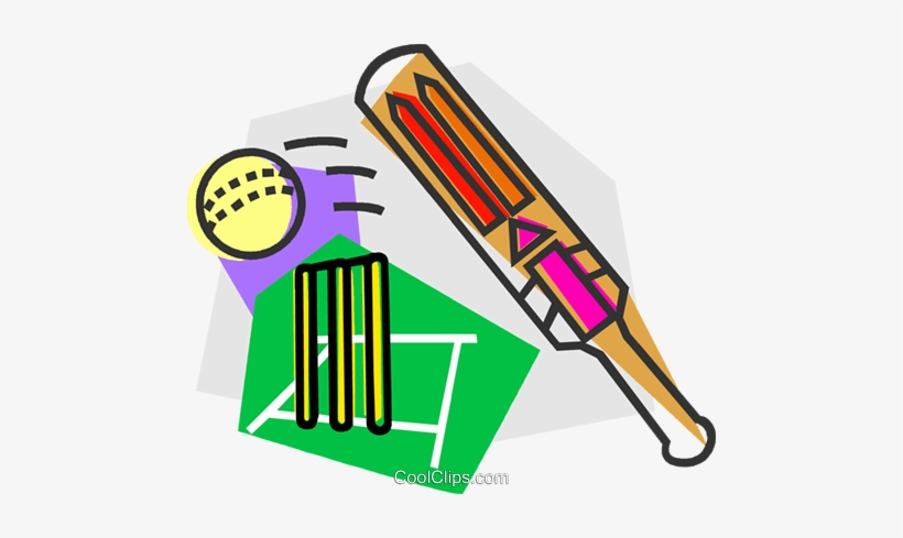 Cricket Ball And Bat Royalty Free Vector Clip Art Illustration - Sports In India, transparent png #2607018