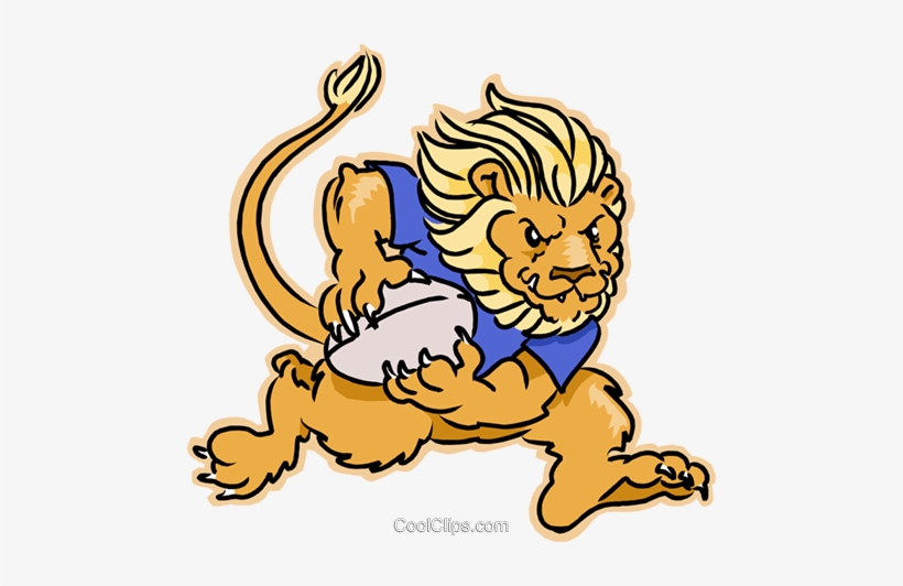 Playing Royalty Free Vector Clip Art Illustration - Cartoon Lion With Football, transparent png #2607056