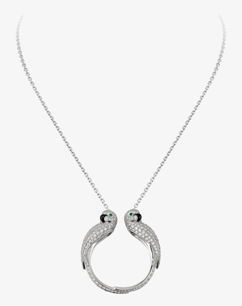 Cartier Lovebirds Motif Necklace White Gold Emerald - Necklace For Girls Png, transparent png #2607628