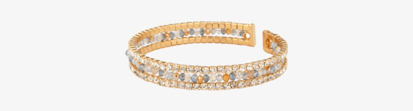 Fancy Ladies Bracelet Cuff - Natural Beads And Rhinestones Italian Designer Cuffs-aveza, transparent png #2607788