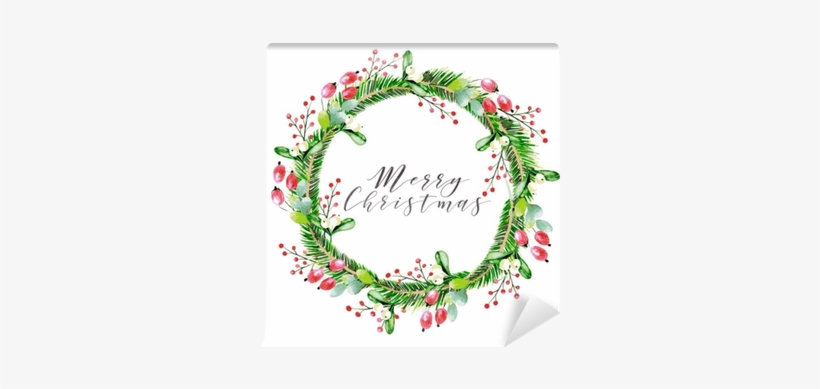 Watercolor Vector Illustration - Vánoční Venec Kreslený, transparent png #2609614