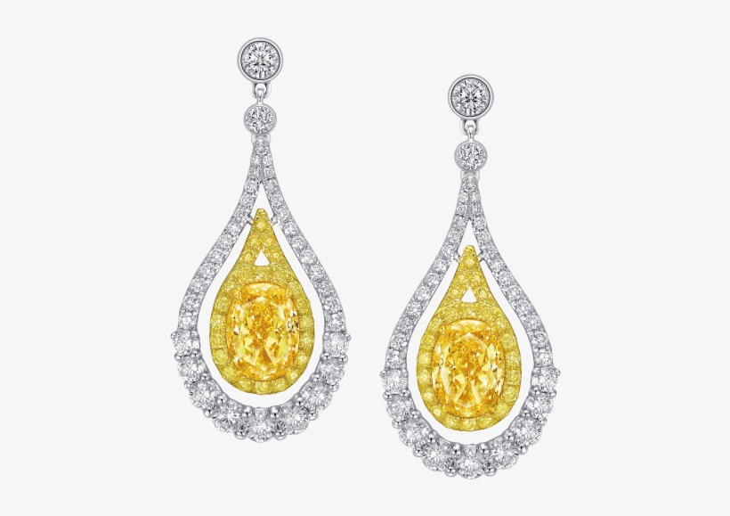 Fancy Intense Yellow Oval Shaped Earrings - Earring, transparent png #2610756