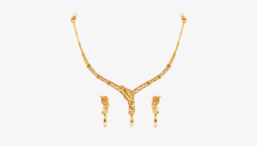 Elegant Golden Vine Necklace Set - Necklace, transparent png #2612350